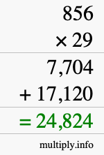 How to calculate 856 times 29 using long multiplication