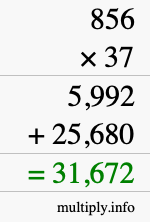 How to calculate 856 times 37 using long multiplication