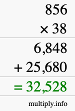 How to calculate 856 times 38 using long multiplication