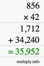 How to calculate 856 times 42 using long multiplication