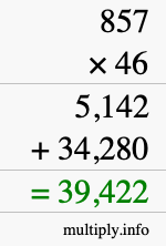How to calculate 857 times 46 using long multiplication