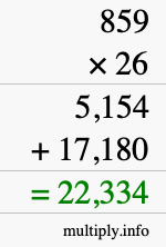 How to calculate 859 times 26 using long multiplication