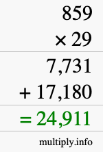 How to calculate 859 times 29 using long multiplication
