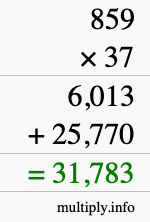 How to calculate 859 times 37 using long multiplication