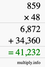 How to calculate 859 times 48 using long multiplication