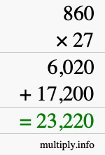 How to calculate 860 times 27 using long multiplication How to calculate 860 times 27 using long multiplication