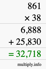 How to calculate 861 times 38 using long multiplication
