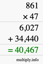 How to calculate 861 times 47 using long multiplication