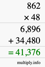 How to calculate 862 times 48 using long multiplication
