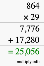 How to calculate 864 times 29 using long multiplication