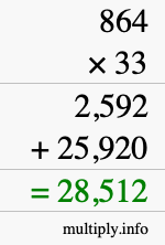 How to calculate 864 times 33 using long multiplication How to calculate 864 times 33 using long multiplication