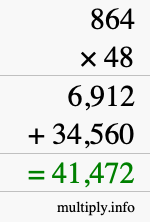 How to calculate 864 times 48 using long multiplication