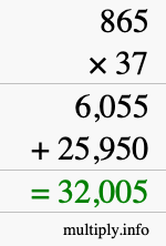How to calculate 865 times 37 using long multiplication