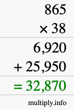 How to calculate 865 times 38 using long multiplication