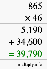 How to calculate 865 times 46 using long multiplication