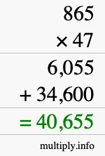 How to calculate 865 times 47 using long multiplication