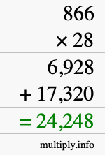 How to calculate 866 times 28 using long multiplication