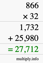 How to calculate 866 times 32 using long multiplication How to calculate 866 times 32 using long multiplication