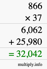 How to calculate 866 times 37 using long multiplication