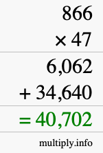 How to calculate 866 times 47 using long multiplication