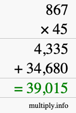 How to calculate 867 times 45 using long multiplication