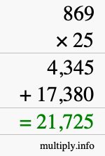 How to calculate 869 times 25 using long multiplication How to calculate 869 times 25 using long multiplication