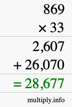 How to calculate 869 times 33 using long multiplication How to calculate 869 times 33 using long multiplication
