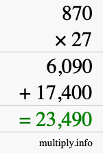 How to calculate 870 times 27 using long multiplication