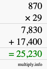 How to calculate 870 times 29 using long multiplication How to calculate 870 times 29 using long multiplication