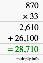 How to calculate 870 times 33 using long multiplication How to calculate 870 times 33 using long multiplication