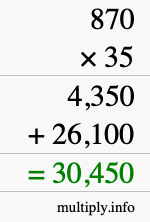 How to calculate 870 times 35 using long multiplication