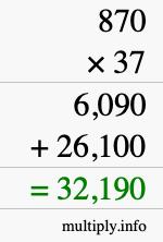 How to calculate 870 times 37 using long multiplication