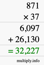 How to calculate 871 times 37 using long multiplication