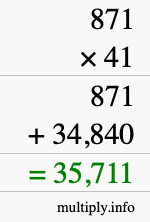 How to calculate 871 times 41 using long multiplication
