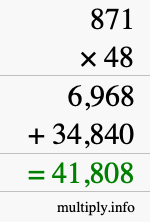 How to calculate 871 times 48 using long multiplication