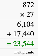 How to calculate 872 times 27 using long multiplication