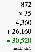How to calculate 872 times 35 using long multiplication