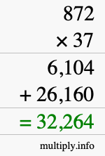 How to calculate 872 times 37 using long multiplication