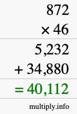 How to calculate 872 times 46 using long multiplication