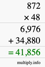 How to calculate 872 times 48 using long multiplication