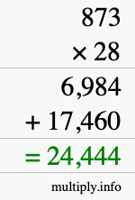 How to calculate 873 times 28 using long multiplication
