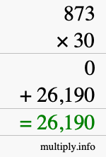 How to calculate 873 times 30 using long multiplication