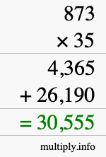 How to calculate 873 times 35 using long multiplication
