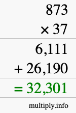 How to calculate 873 times 37 using long multiplication