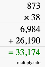 How to calculate 873 times 38 using long multiplication
