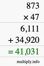 How to calculate 873 times 47 using long multiplication