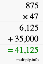 How to calculate 875 times 47 using long multiplication
