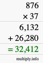 How to calculate 876 times 37 using long multiplication