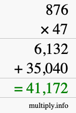 How to calculate 876 times 47 using long multiplication