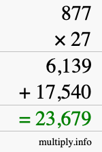How to calculate 877 times 27 using long multiplication How to calculate 877 times 27 using long multiplication